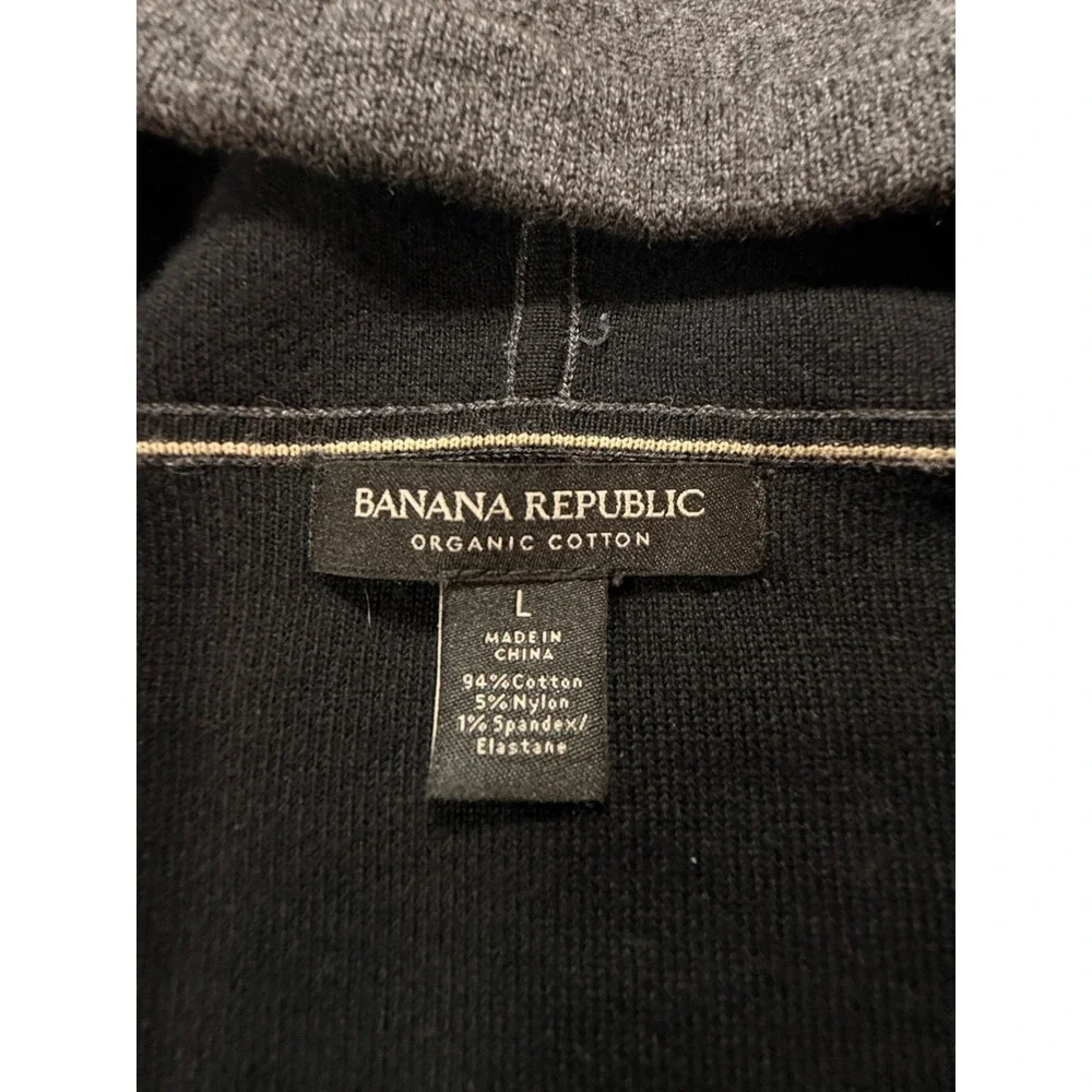 Banana Republic Hoodie Mens Large Double Knit Full Zip Charcoal Gray